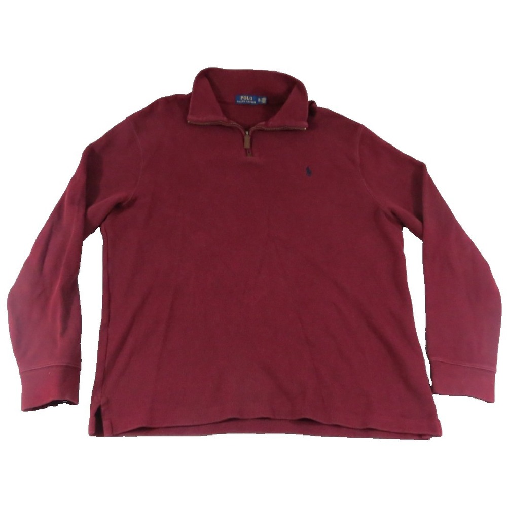 Polo Ralph Lauren Mens XL Burgundy Red 1/4 Zip Pullover Sweater Mock Neck Pima